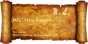 Málics Lajos névjegykártya